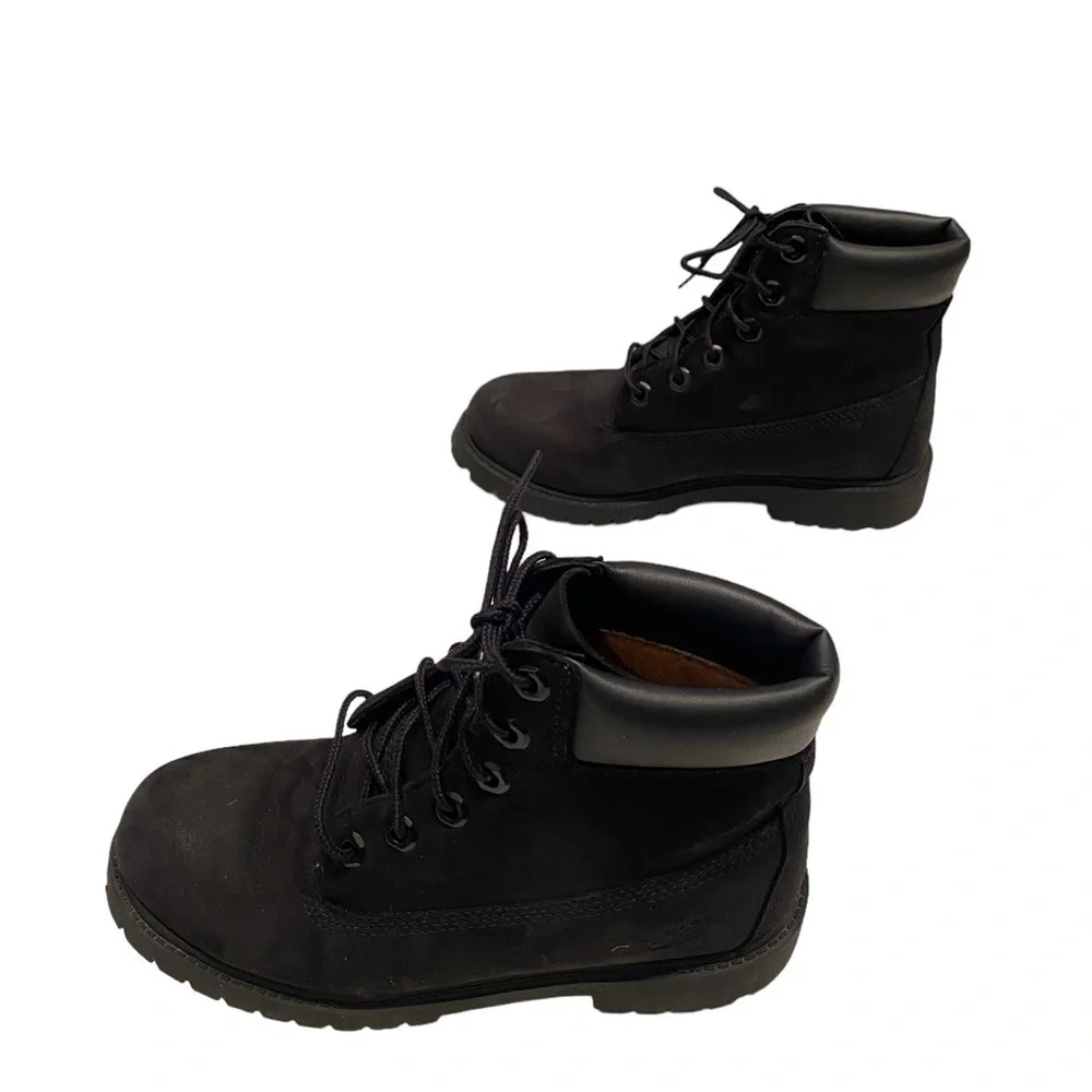 Timberland BOYS Premium 6” Waterproof Black Leather Ankle Boots Boys Size 4